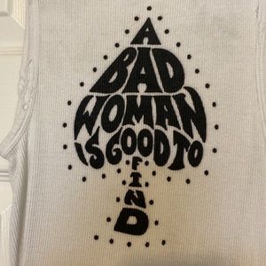 Distressed tank “A Bad Woman is Good to Find”